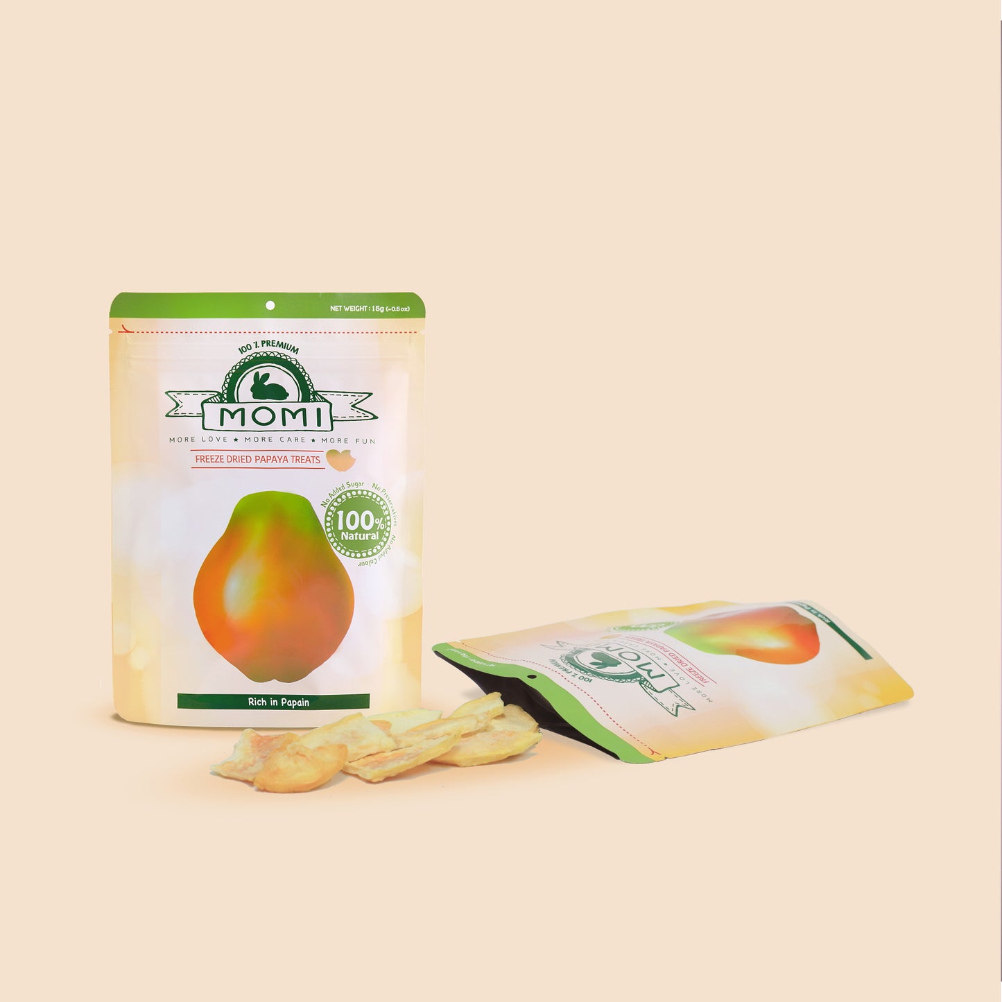 Momi 兔子木瓜凍乾小食15g Papaya Treats 凍乾木瓜脆脆 摩米