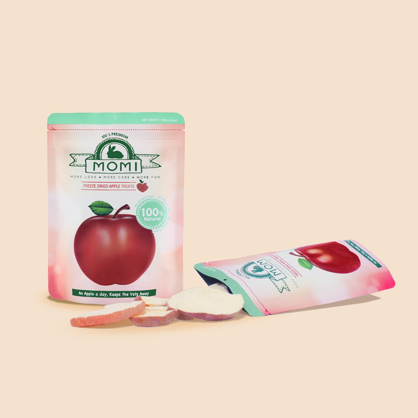 Momi兔子蘋果凍乾小食15g Apple Treats 凍乾蘋果脆脆 摩米