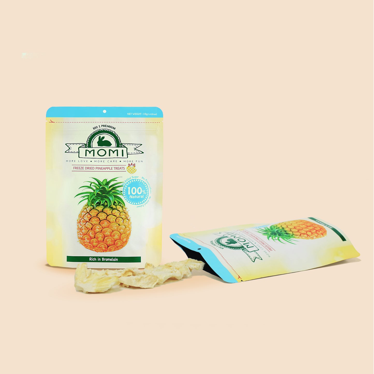 (新春優惠試食) MOMI 鳳梨凍乾小食15g Pineapple Treats 凍乾菠蘿脆脆 果乾 摩米